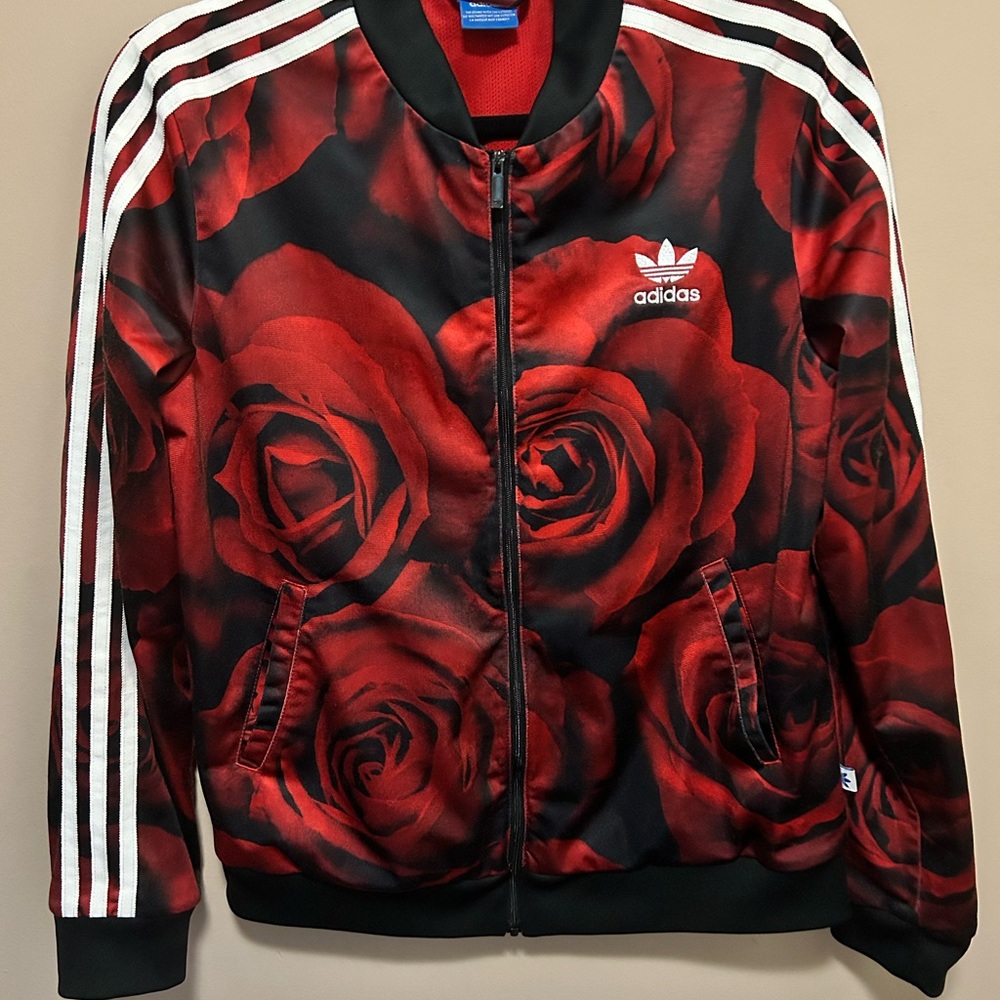 Adidas Red Rose Print Jacket